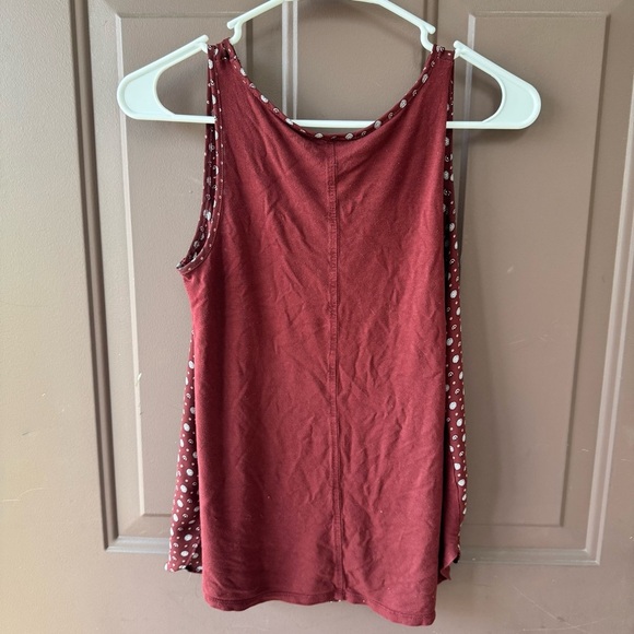 LOFT XS PETITE TANK TOP BLOUSE, Solid Burgundy with White Flowers - Picture 3 of 6
